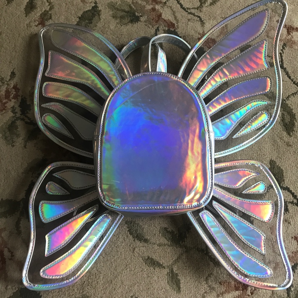 Holographic butterfly backpack